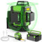 Huepar Laser Level with Tape Measure Set, 3x360° Self-Leveling Lazer Level Green 3D Cross Line Li-ion Battery Lazer Leveler Professional Outdoor Lazer Tool, Magnetic Bracket & Hard Carry Case Included