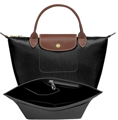Shengxi Tascheneinsatz-Organizer für Longchamp Lange und Kurze Griffe Tragetasche Filz-Organizer Filz-Organizer mit Mehreren Taschen für Schlüssel Lippenstift Wasserbecher (Schwarz, S)