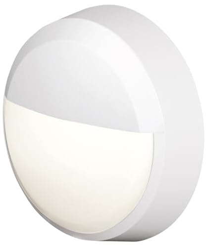 4lite Pylus Outdoor Round Eyelid Wall Light (White) 660lm Bulkhead IP54 LED Integrated Exterior Light - 4L2/3219-4Yr Guarantee