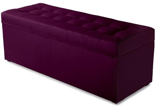 MG Design Polsterhocker 45 x 120 cm Violett mit Stauraum (ca. 140 L), belastbar bis 300 kg, sofort einsatzbereit & pflegeleicht – für Wohnzimmer, Schlafzimmer & Flur