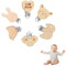 Baby Schnullerketten Clips,6 Stück Schnullerclip Holz Set,Tiere Holz Halter Schnullerketten Clips,Holz Schnullerketten Zubehör,Schnullerkette Personalisiert Zubehör für DIY Schnullerkette Basteln
