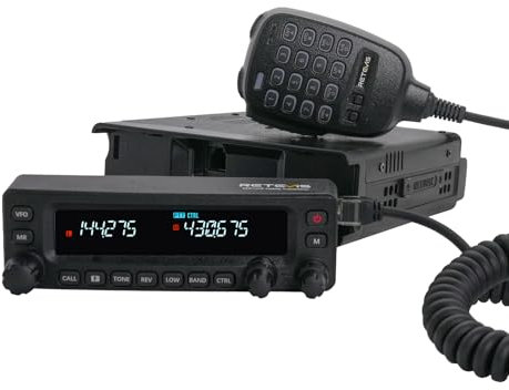 Retevis MA1 Amateurfunkgerät, 50W Amateurfunk Transceiver mit Abnehmbarem Bedienfeld, Cross Band Repeater, 2m/70cm/FM/AM, 800 Kanäle, Mobiler Transceiver für LKWs (1 Stück)