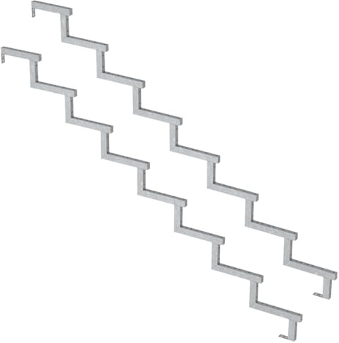 2er Set Stahl Treppenwange 8 Stufen - Option für Setzstufen-Höhe 136cm