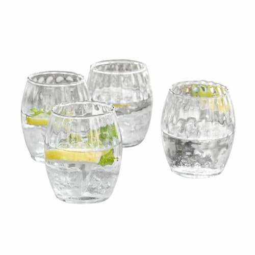 LOBERON Glas 4er Set Bourgavin, klar | Wellige Struktur, für Verschiedene Getränke, Abgerundete Form, Spülmaschinenfest, Trinkgefäße, Wasserglas, Tischaccessoires