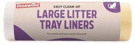 Rosewood Large Litter Tray Liners - Roll of 20 Cat Litter Box Liners with Drawstring Handles - Easy Clean-Up, Fits Most Trays, Mess-Free Pet Waste Disposal
