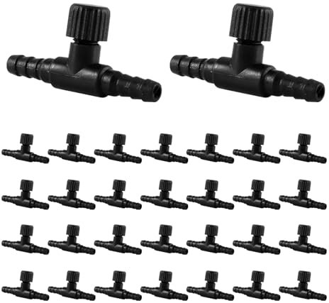 Aquarium Air Valve, 30 Pieces T-Shape PVC Fish Tank Airline Regulator, Airflow Control Valve for Aquatic Systems, Easy Installation Aquarium Accessory for Oxygen Adjustment in Apartment