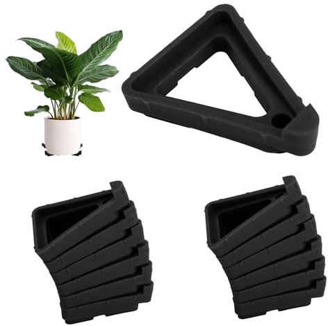 BOXOB 12pcs Pieds Pot Fleur pour Jardinières Extérieures, Rehausseurs Pot Coussins Pied Planteurs Supports Triangulaires Levage pour Meilleure Ventilation Conteneurs Plantes Drainage (Noir)