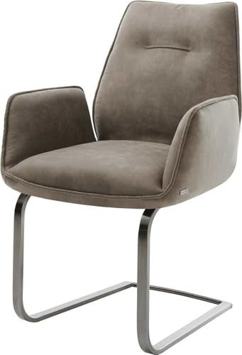 DELIFE Schwingstuhl Zoa-Flex Freischwinger flach Graphit Mikrofaser Taupe Vintage Taschenfederkern