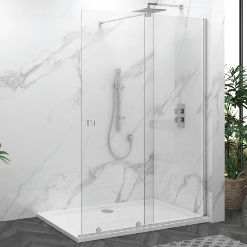 Luton 1100mm Walk in Sliding Shower Door Screen for Wet Room Cubicle Enclosures 8mm Toughened Safety Glass - 1950mm Tall