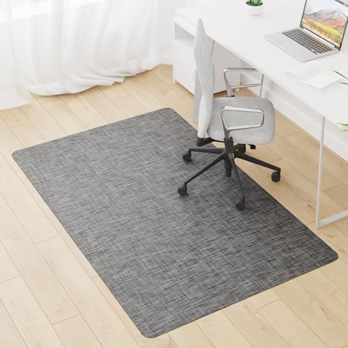 HOMEK Bodenschutzmatte Bürostuhl | 91x122cm Bürostuhl Unterlage für Hartböden, Große Schreibtischstuhl Unterlage, Rutschfest, Kratzfest Dunkelgrau Computermatte