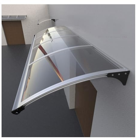 Aluminum Door Canopy Awning Windproof Flat Roof Overhang for Entrance Rain Gutter Feature Outdoor Sunshade for Doors & Windows (80x330cm/32x130in)