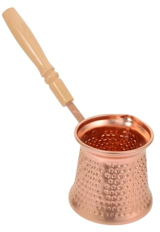 CONGARTENO Türkische Kaffeekanne und Leicht zu Reinigen mit Holzgriff aus Kupferlegierung 350ml Hitzebeständig für Turkish Coffee und Milch