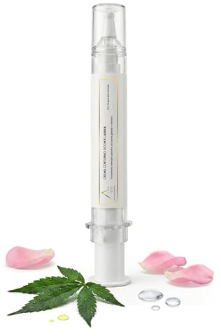 20 ml Crema Contorno Occhi e Labbra Antirughe BIO + Sugaderm AGE + Acido Ialuronico - Rimpolpante, Levigante e Idratante per Occhiaie con Olio di Canapa, Rosa Damascena e Acqua Termale di Abano Terme