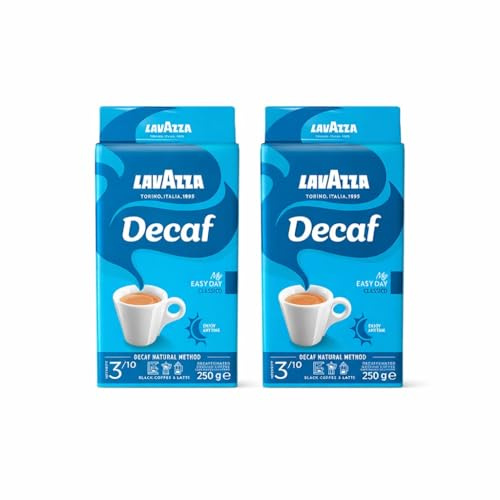 Lavazza, Caffè Decaffeinato, Ground Coffee, 2 x 250g | Intensity 3/10, with Notes of Dried Fruits, Arabica and Robusta, Medium Roasting, Ideal for Moka Pot, Filter and French Press