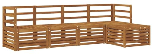vidaXL Sofagarnituren 5 pcs Natur Massivholz Akazie, Garten, modernes Outdoor-Sofa-Set, modulare Terrassenmöbel, robuste Akazie, minimalistische Lounge, ideal für Pool