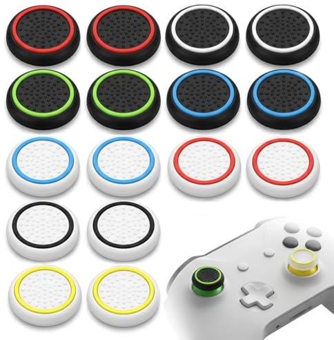 16 Stück Leuchtende Joystick Kappen für PS5 PS4 Xbox Controller, Silikon Thumbstick Grips Caps, rutschfeste Daumengriffkappen Schutz Aufsätze für Xbox Series X/S, Controller Zubehör (Mehrfarbig)