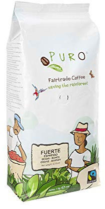 PURO FUERTE fairtrade Espresso Kaffee - 1 KG ganze Bohne