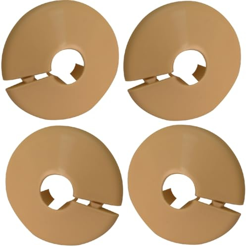 Merriway BH01934 (4 Pcs) Beige Plastic Radiator Pipe Rose to Fit 15mm Pipes - Pack of 4 Pieces