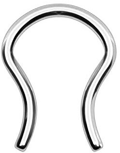Piercingfaktor Fake Piercing Retainer gebogen Ring Septum Tragus Helix Ohr Nase Lippe Intim Nasenpiercing Ohrpiercing Hufeisen Horseshoe Silber 1,2mm