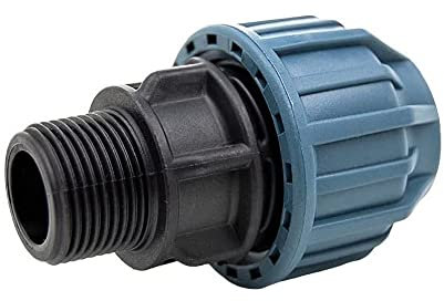 PP Fitting PN16 Kupplung AG Adapter Ø32 mm x 1' Verschraubung für PE-Rohr, Klemmfitting - DVGW Trinkwasser, Bewässerung