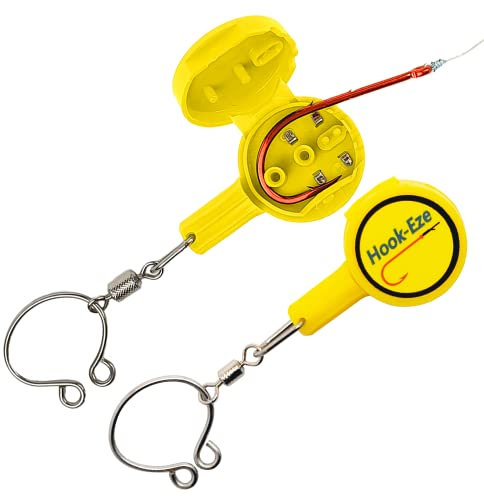 Hook Eze Fishing Gear Knot Tying Tool | Pack of 2 | Protect From Hooks | Tie Knots Easily - Yellow