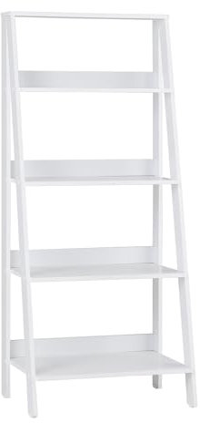 Eden Bridge Designs 4-Tier Sturdy Stylish Ladder Open Shelf Bookshelf Storage Bookcase Organiser Multimedia Short Tower for Home Office Living Room/ bedroom/Hallway, White