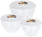 Just Pudding Basins 3 Larger Clear Pudding Basin Bowl Sizes and Lids in 1 Set, 1x 1.5 Pint (850ml), 1x 2 Pint (1.14lt), 1x 3 Pint (1.71lt)