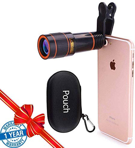 Cell Phone Camera Lens, SEVENKA 12X Telephoto Universal Clip On hd Lens Compatible with iPhone 12/11 Pro Max X XS Max XR/8/7/6/6s, Samsung, Android and Smartphone with Travel Case
