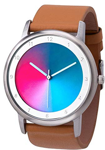 Rainbow Avantgardia Unisex Quartzuhr Gamma, Armband:Natur Echtlederarmband