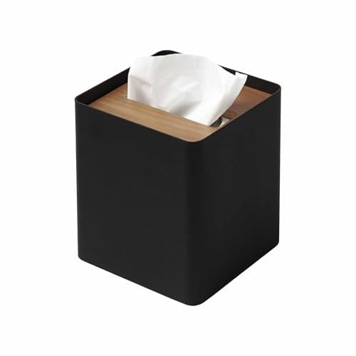Yamazaki 5179 RIN Tissue Case Square, Black, Steel/Wood, 13 x 13 x 15.5 cm