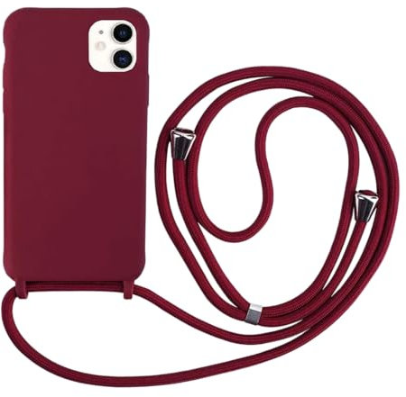MEVIS Hülle kompatibel mit iPhone 11 Pro Max, TPU Silikon Handyhülle mit Band - Rot