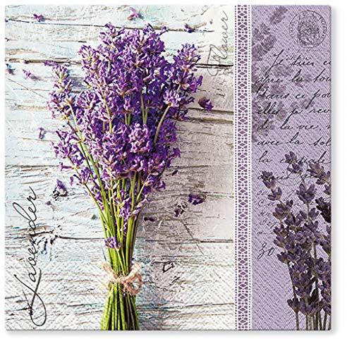 Tete a Tete 3Ply Flowery Tissue Paper Napkins Serviettes 33cm x 33cm - Pack of 20 (Lavender Bouquet)