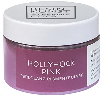 Resin Kunst Perlglanz Pigmentpulver, Hollyhock Pink, 50 g, Mica Pulver, Farbpigmente, Farbe für Kunstharz, Epoxidharzfarbe in rosa
