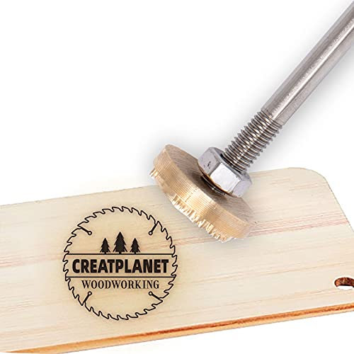 CREATPLANET Holz Leder Kuchen Brandeisen 1.2 Brandeisen Stempel Benutzerdefiniertes Logo BBQ Heizstempel Mit Messingkopf Und Holzgriff Für Handgefertigtes Design - Baum In Der Säge