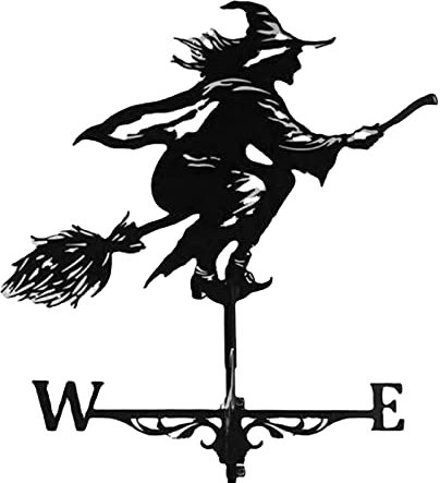 Girouette en métal avec ornement de hibou, outil de mesure professionnel pour jardin, cour, toit, facile à utiliser (Witch2)