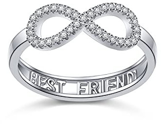 S925 Sterling Silber Best Friend Infinity Ring Verstellbarer Freundschaftsschmuck Geburtstagsgeschenk für Frauen Erwachsene Teenager, Sterling Silber, Zirkonia