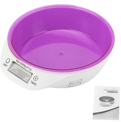 Kitchen Food Weighing Bowl, Convenient Practical Cost‑effective Digital Pet Scale Bowl for Home for Dog Food(Purple)