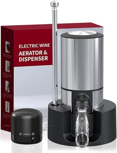 JOQINEER Electric Wine Aerator Pourer Automatic Dispenser with Retractable Tube Stand Base for One-Touch Instant Oxidation Smart Decanter Gift