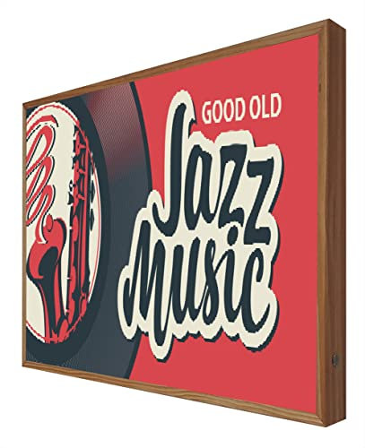 Cartel de Madera con Luz Leds Jazz Music