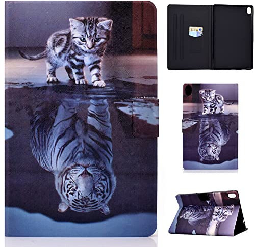 Coque pour Lenovo Tab P11/ Tab P11 Plus 2021 (TB-J606F/J606L/J607), Étui de Protection Smart Cover Housse Etui Cuir Automatique Veille/Réveil pour Lenovo Tab P11/ Tab P11 Plus 2021 11, Chat et Tigre