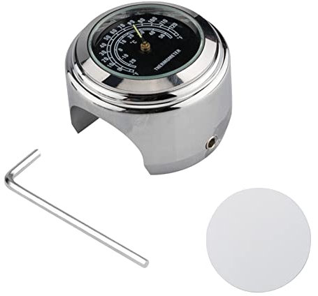 Daoco Universal Motorrad Lenker Meter Fahrrad Thermometer Wasserdichter Ersatz für Motorräder Fahrräder 22mm-25.4mm7/8 ''- 1'' Lenker Silver Shell Black Dial Thermometer
