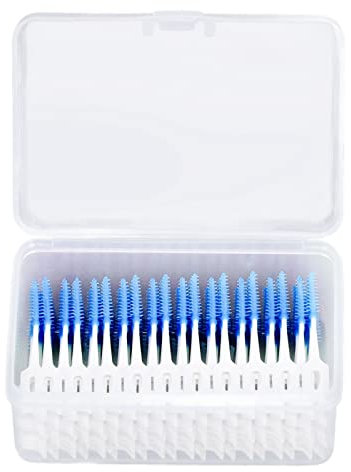 Cepillo interdental - 160 palillos desechables de hilo dental suave para limpieza dental, cepillo interdental de hilo dental, cepillo de limpieza dental para cuidado bucal, adultos y niños(Azul)