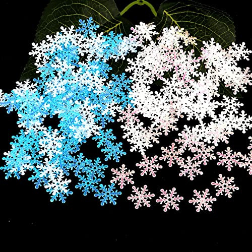 600 Stk Schneeflocken Konfetti,Schneeflocke Tischkonfetti Winter Weihnachten Deko Silvester Tischdeko Streudeko für Weihnachten Frozen Party Hochzeit Geburtstag Holiday Dekorationen,Blau + Weiß 2.0cm