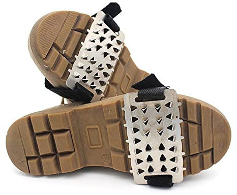 Anti-Rutsch-Eiskrallen-Schuhüberzug, Klettverschluss-gebündelte EIS-Steigeisen, Stahlstollen ohne Angst vor Nagelverlust, EIS-Traktions-Spikes-Greifer für Schuhe und Stiefel (1 Paar) (Color : 26-teet