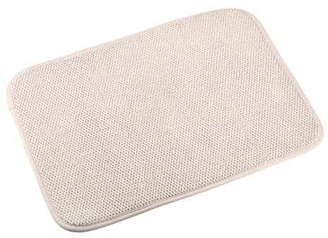 sourcing map Tapis de séchage à vaisselle en microfibre, 40 x 30 cm, tapis d'égouttoir à vaisselle pour comptoir, séchage rapide, beige