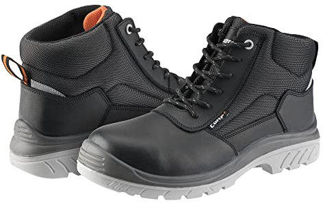 Bellota 72307NJS344 - Bota de Seguridad Comp+ Negra S3 de Hombre y Mujer (Talla 44) de Piel Hidrofugada Lisa, Acolchada y con Zonas Reforzadas Antiabrasión