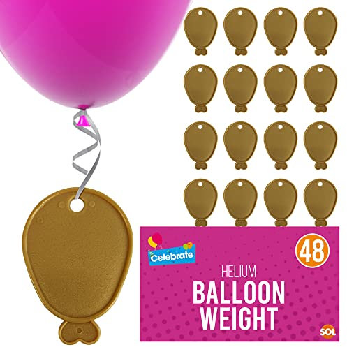 SOL 48 Stück Goldene Kunststoffgewichte für Helium-Ballons | Ballongewicht | Partyzubehör
