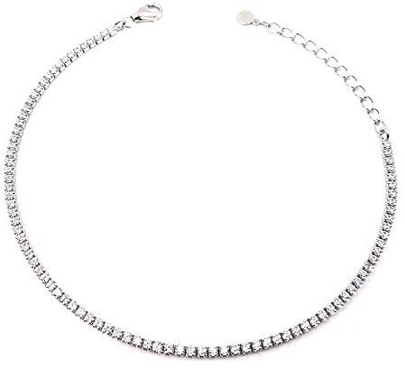 Dünnes Tennis Armband aus 925 Sterling Silber Rhodiniert Weißgold mit Weißer Zirkonia Argento