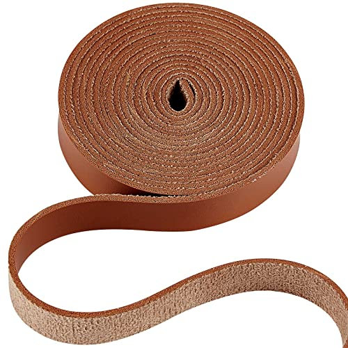 GORGECRAFT 79 langes 1/2 breites Mattbraunes Lederband 2 mm Dick Flaches Leder Spitzenabisolierschnur Flechtschnur Rolle Gürtelwickel Einseitiges Lederzubehör Kunstschnur Herstellung