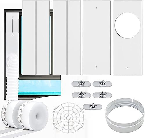 Kit Ventana Aire Acondicionado Portátil, Placas de Sellado de Ventana Corredera de Aire Acondicionado Portátil, Adecuado para Tubos de 5/5,9 de diámetro, con Adaptador de Ventana (Ø15cm, 43-152cm)